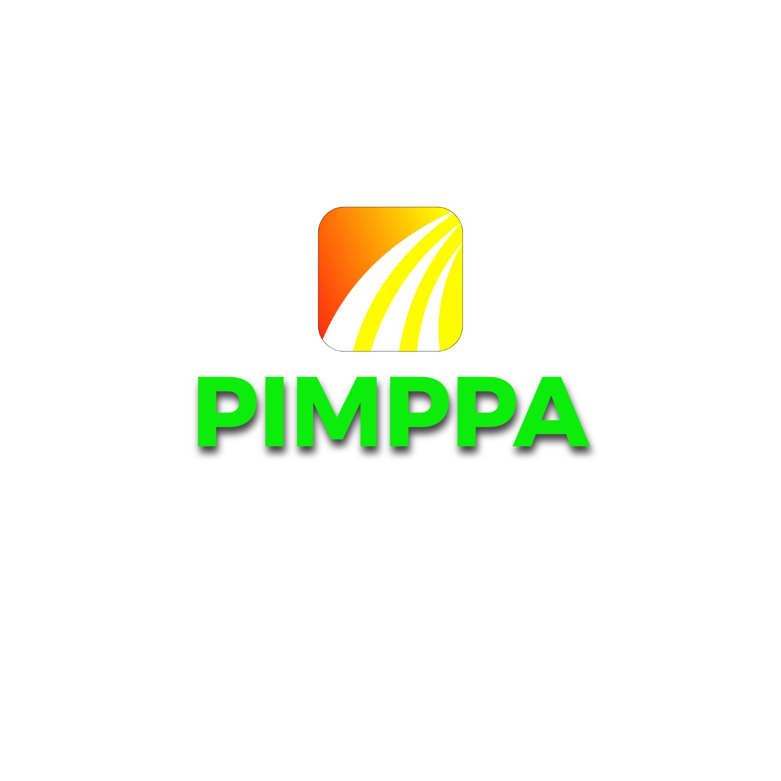 Símbolo PIMPPA em verde com marca gráfica em amarelo e laranja